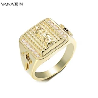 vanaxin mens brass cross high quality monk rings hip hop brass jewelry aaa crystal stone jewels gift