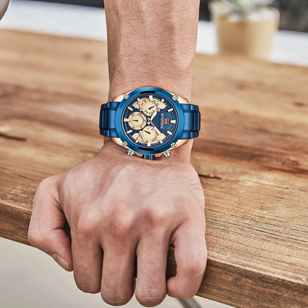 Часы наручные NAVIFORCE Мужские кварцевые брендовые Роскошные модные спортивные