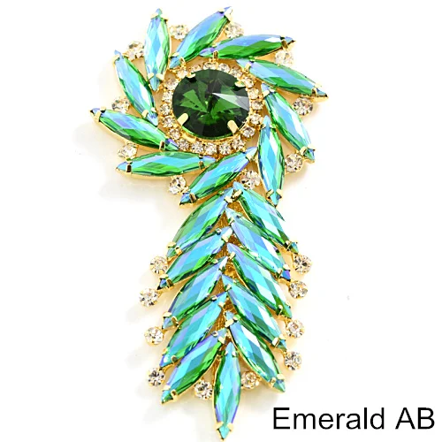 Emerald AB 4 формы, 1 шт., цветные стразы с кристаллами AB, аппликация, пришитые стразы, Золотое дно для украшения шляпы, свадебное платье B1213 - Цвет: Emerald AB