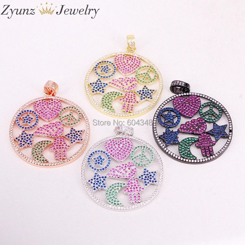 5 нитей ZYZ314-3998 модные украшения сверкающие руки Star Moon Pave фианит женский кулон для