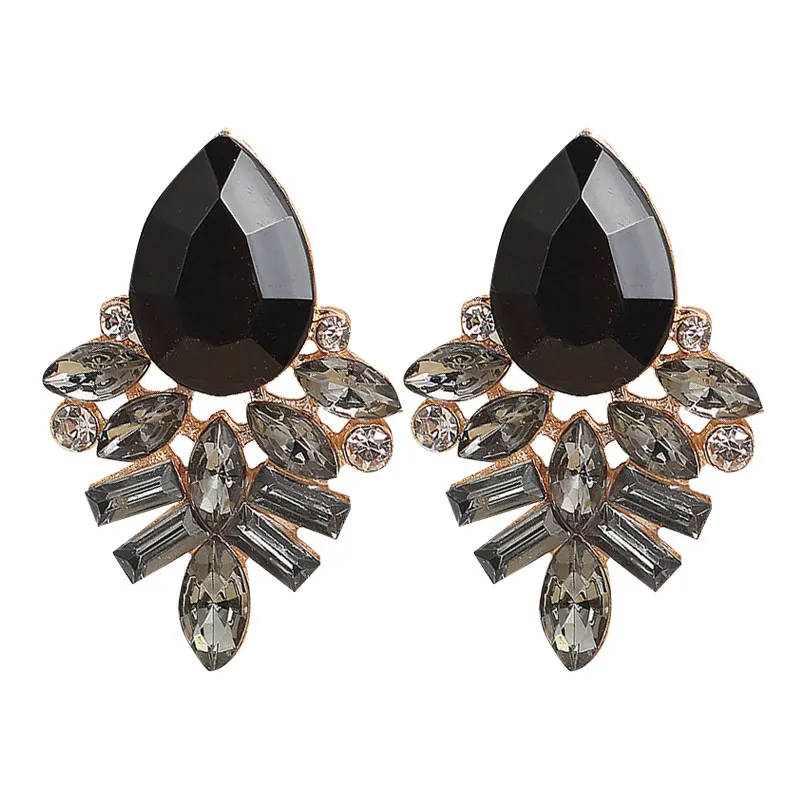 LUBOV Handmade Rhinestone sweet stud crystal earrings Women Fashion Jewelry Style Blue/Black/Pink Earrings for women girl | Украшения и