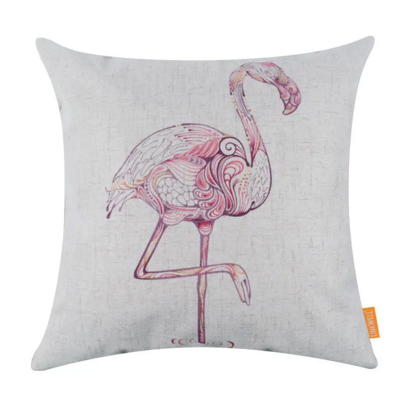 

LINKWELL 45x45cm Fashion Pink Flamingo Cartoon Drawings Bird Linen Decor Throw Couch Sofa Pillowcase Cushion Covers Living Room