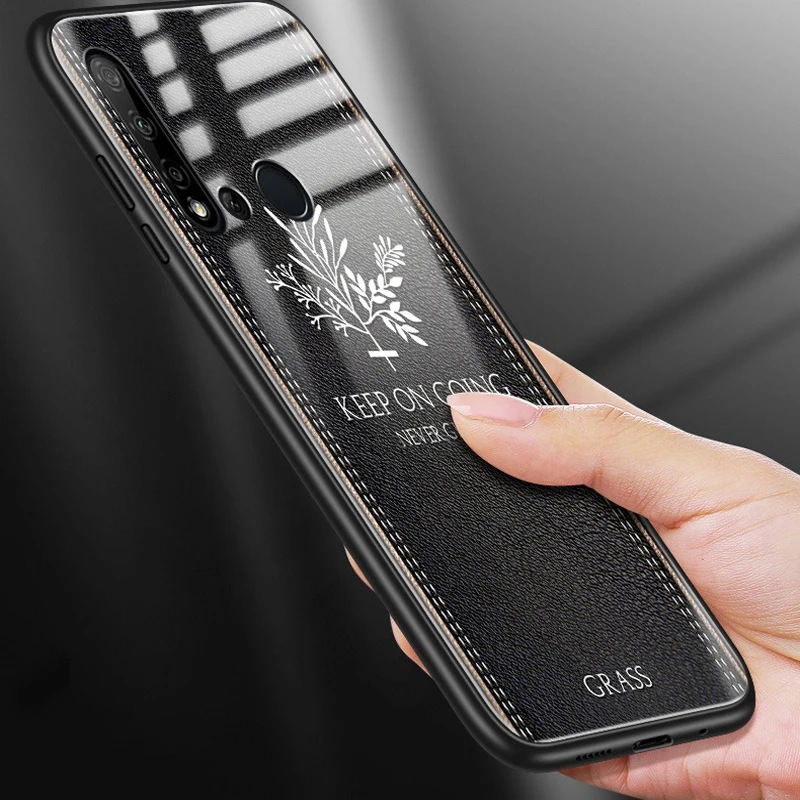 Чехол из закаленного стекла с оленем и травой для Huawei Nova 5i Мягкая силиконовая