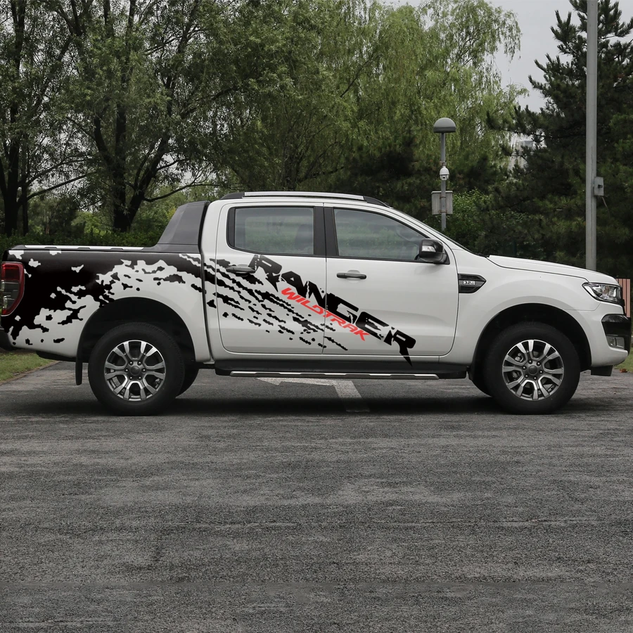 Автомобильные наклейки 2 шт. mudslinger red wildtrack, Автомобильные Боковые Накладки на задний багажник, графические виниловые автомобильные аксессуары, наклейки на заказ для Ford ranger