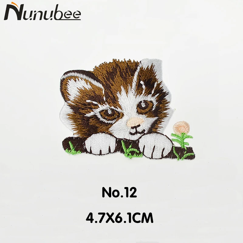 Nunubee 1 предмет высокое качество вышивка кошка патч для одежды аппликация наклейки