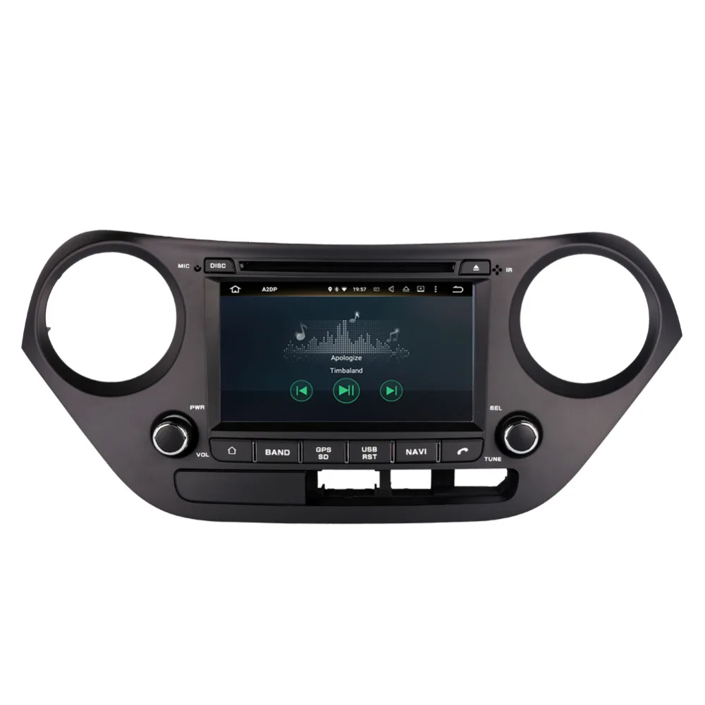 Автомобильный GPS-блок управления с DVD-мультимедиа плеером на Android 8.0 Octa Core, 4GB RAM для Hyundai I10/Hyundai Grand i10 2013 года выпуска с рулем слева.