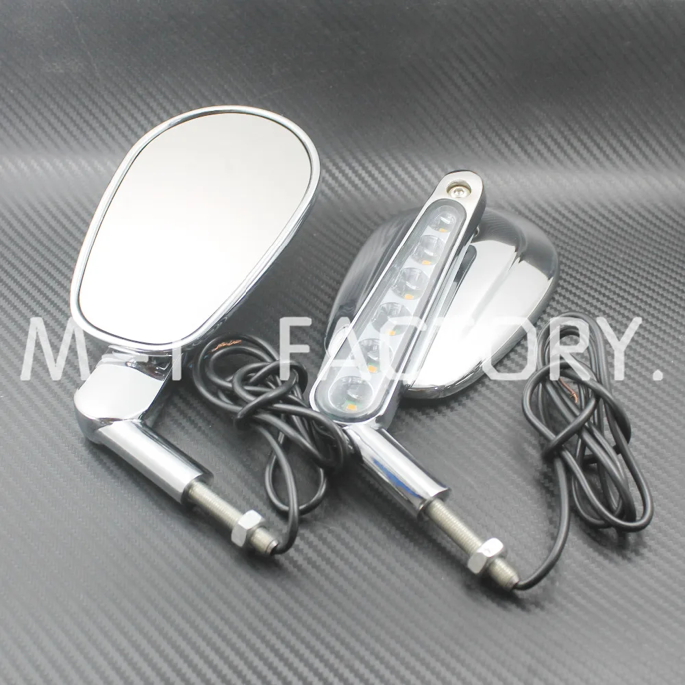 

Motorcycle Chrome LED Turn Signals Light Rear Side View Mirrors Mirror Muscle Case Fit For Harley V-ROD V ROD VRSCF