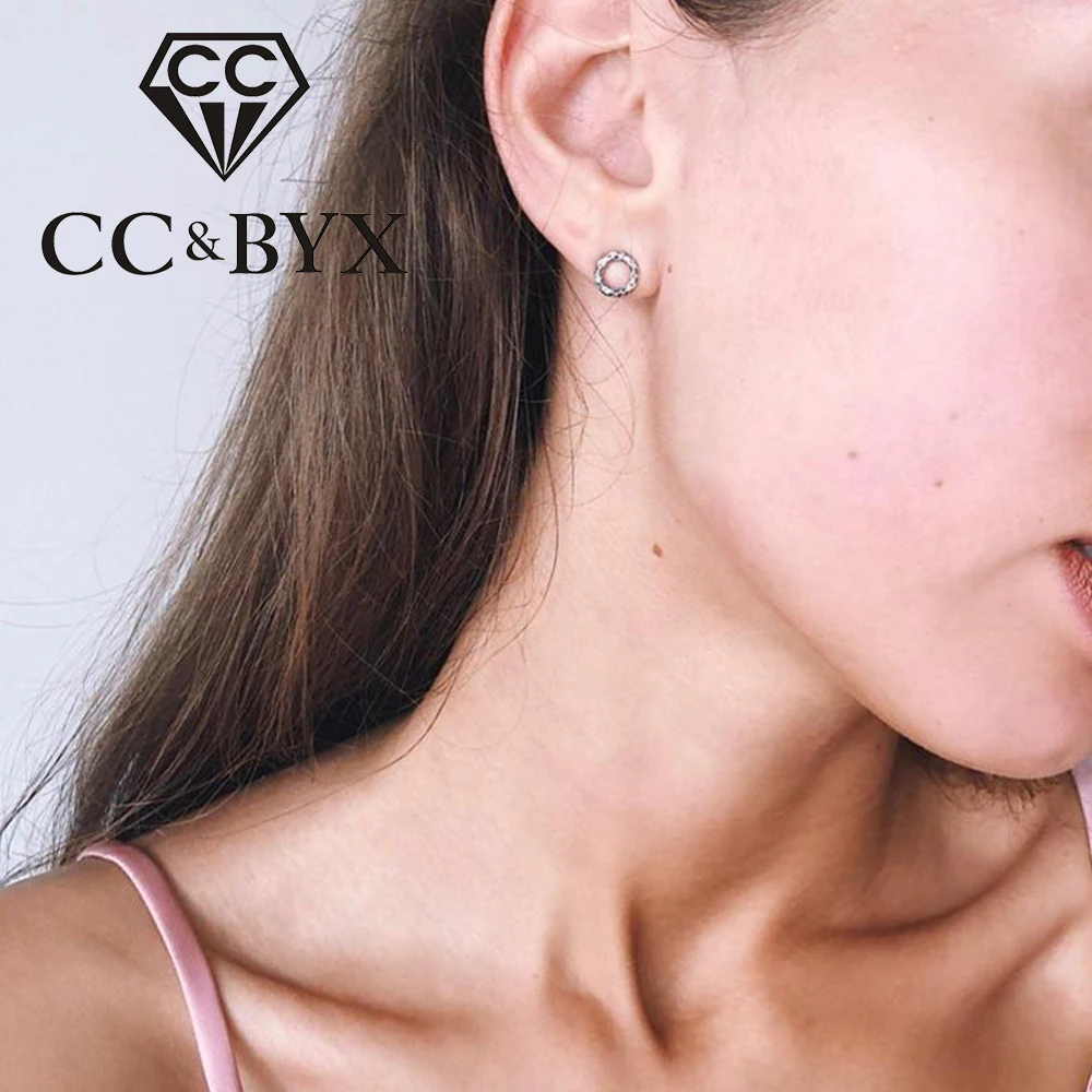 Женские винтажные сережки из нержавеющей стали CC круглые маленькие серьги