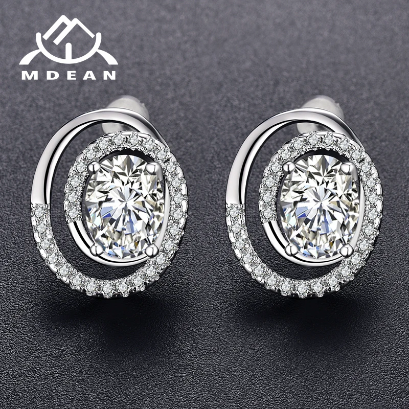 Женские серьги гвоздики MDEAN цвета белого золота ювелирные изделия Розовые