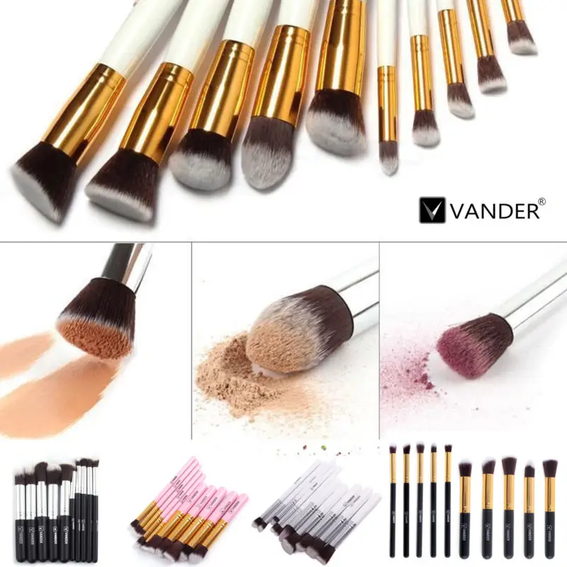 Vander 10pcs Professional Makeup Brushes Set Foundation Make Up Brush Cosmetics Powder Tools pinceis de maquiagem maquillaje kit | Красота и