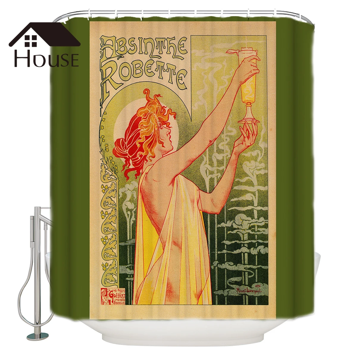 Bighhouses занавески для душа классический французский стиль Nouveau Absinthe Robette ткань 12