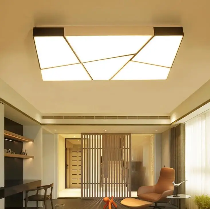 Living room lamp rectangular ceiling modern minimalist black and white LED bedroom lighting wrought iron dining | Лампы и освещение
