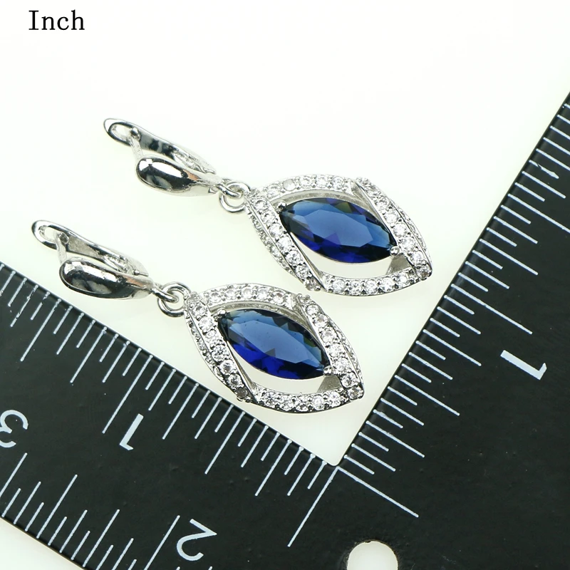 Женский ювелирный комплект из колье и серёг серебра 925 пробы|jewelry sets blue|silver jewelry
