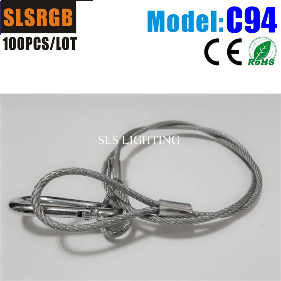 

100PCS/LOT 3mm Diameter 70cm Long lighting safety cable steel Stage lighting connector rope cable protection Stainless Steel