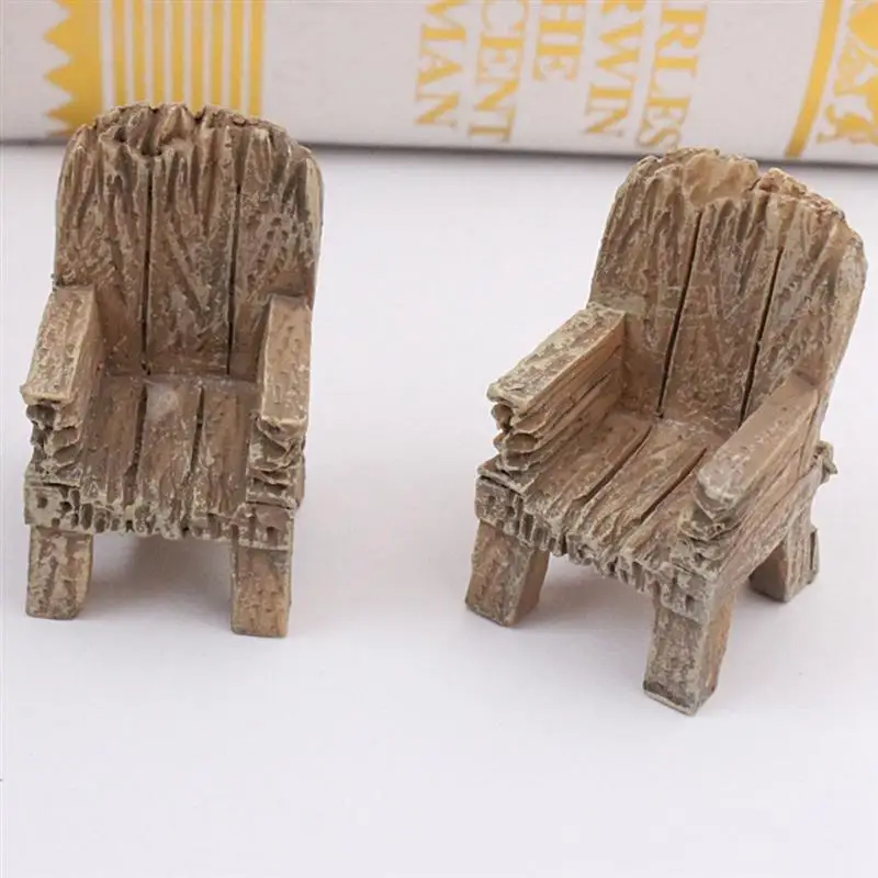 

Armrest Imitation Wood Chair Ornaments Moss Micro Landscape Landscaping Doll Accessories Diy Ornaments Retro Chair Accessories
