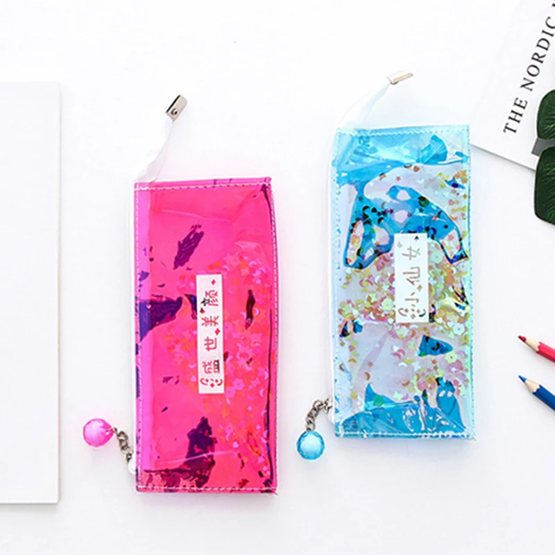 1 шт. кавайный чехол для карандаша блестки стикерный принт карандашная сумка Escolar