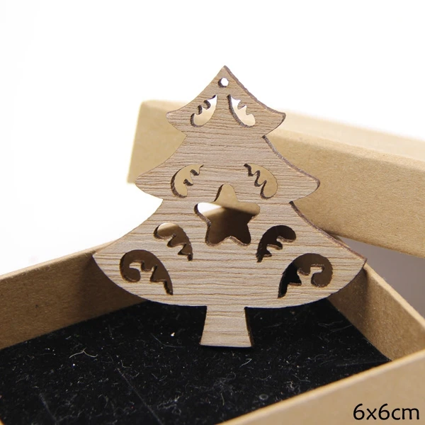 Tree 10 шт. DIY рождественские снежинки, олени и елки деревянные подвесные украшения для рождественской вечеринки Рождественские елочные украшения Детские подарки украшения - Цвет: Tree