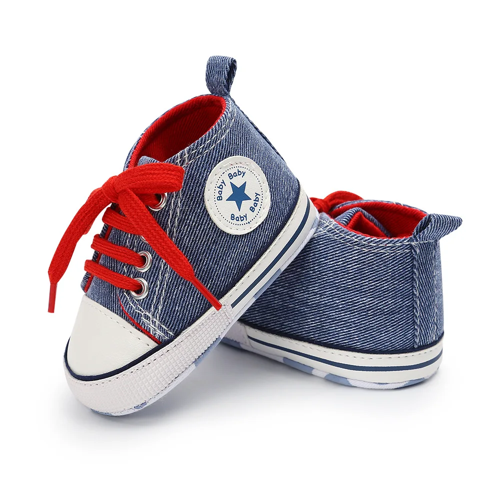 Новые детские туфли для новорожденных New Canvas First Walkers Infant Toddler мягкая подошва противоскользящая обувь для мальчиков и девочек 25 цветов