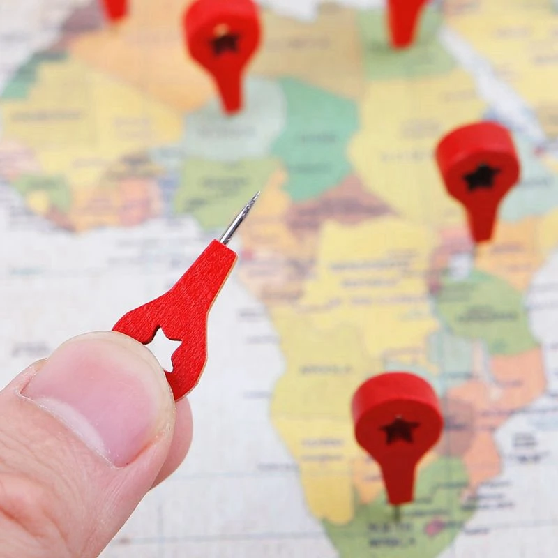 80 шт. карты маркеры деревянные фото стены шпильки пробковые доски Thumbtack штифты