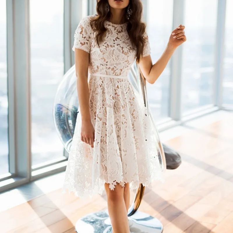 Белое Кружевное Прозрачное платье в стиле пэчворк vestidos kleider одежда sukienka модное