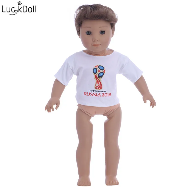 Футболка LUCKDOLL с принтом для куклы 43 см или 18 дюймового американского стандарта