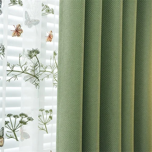 Green Cloth NORNE одноцветные Искусственные льняные занавески, затемняющие занавески для гостиной, спальни, кухонные оконные шторы, двери, жалюзи - Цвет: Green Cloth