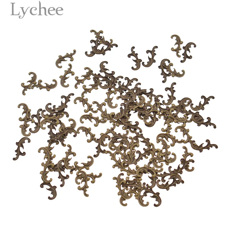 Lychee 100 шт латунные филигранные Цветочные ломтики золотого цвета серебристого