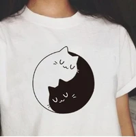new summer kittens t shirt tai chi black and white cats t shirt cotton short sleeve funny tee shirts for harajuku tops