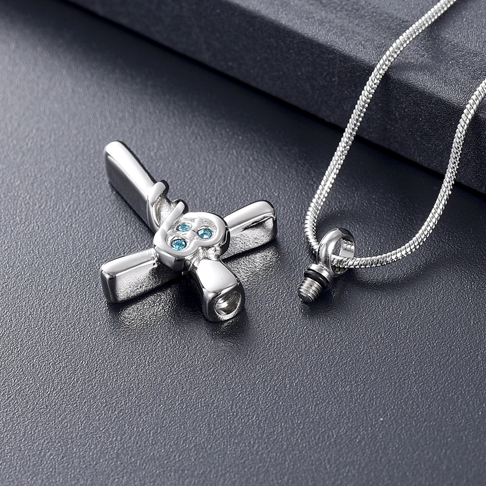 

IJD12237 Hold Different Color Crystal Heart Wrapped Cross Cremation Urn Necklace For Women Men Memorial Jewelry With Ashes