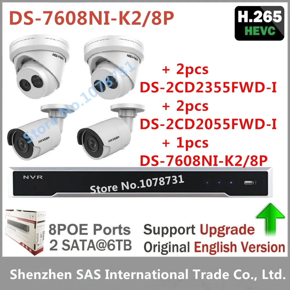 Hikvision Товары теле- и видеонаблюдения Системы ds-7608ni-k2/8 P 4 К NVR + 2 шт. ds-2cd2355fwd-i ds-2cd2055fwd-i