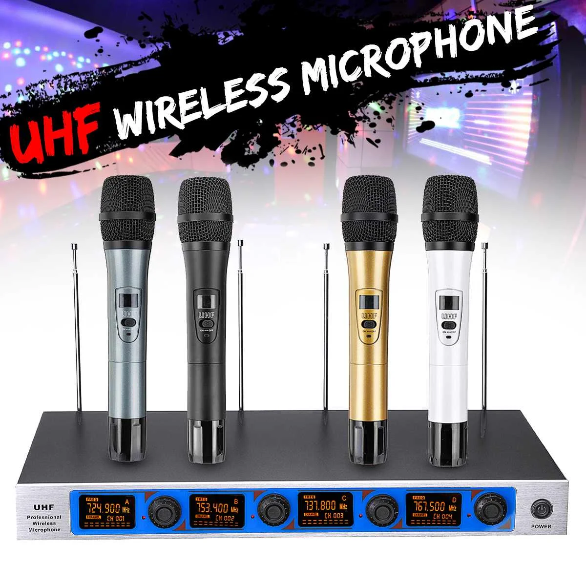 4 Портативный UHF беспроводной микрофон системы динамический профессиональный 4 канала беспроводной для Karoke системы KTV речи Вечерние