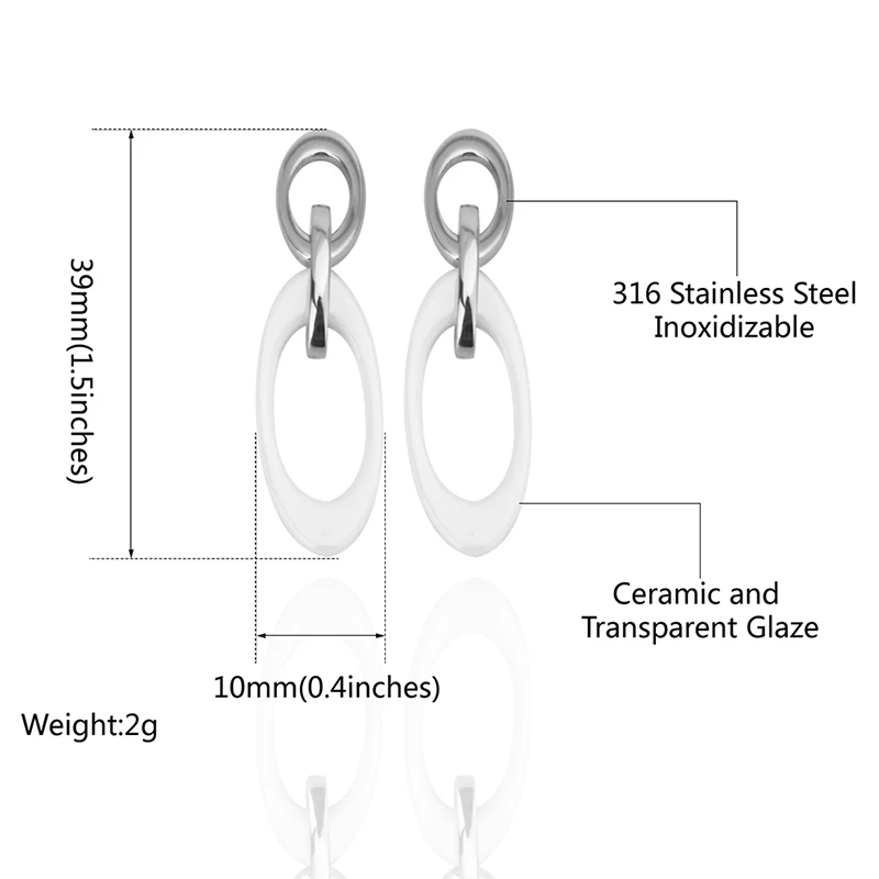 Новые модные серьги для женщин черные и белые керамические стальные двухслойные