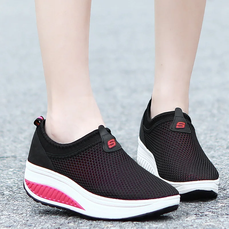 Женские кроссовки для бега дышащая легкая обувь похудения на платформе