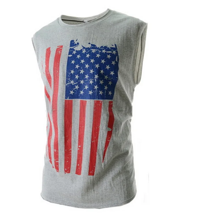 2015 Summer Style Men American Flag Print Fitness T Shirt Man Short Sleeve O-Neck Cotton Sport Hip Hop Tees Camisa Masculina | Мужская
