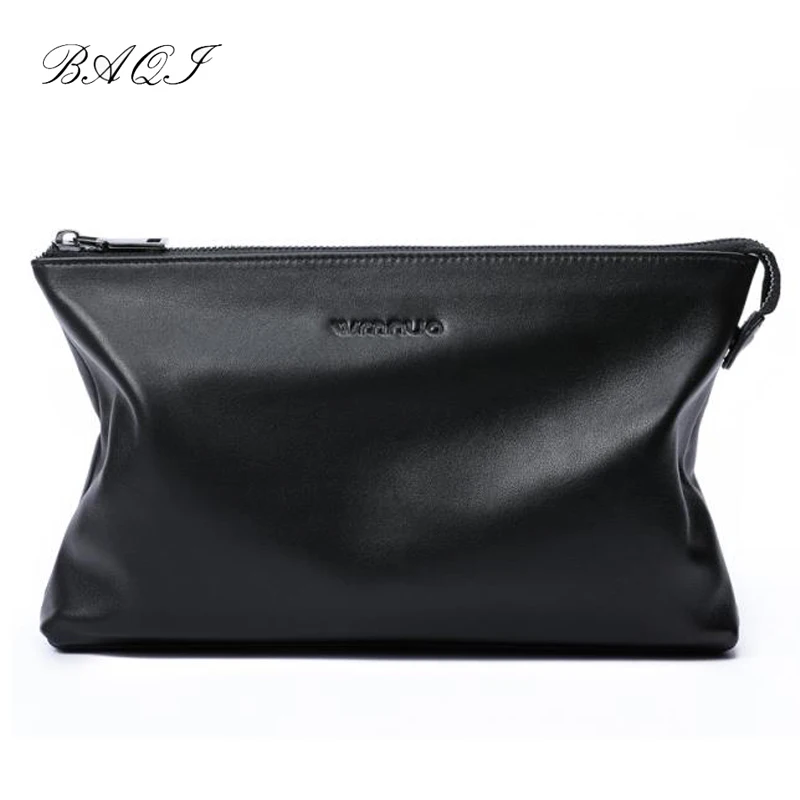 

BAQI Brand Handbag Men Wallet Clutch Bag Genuine Leather Cowhide High Quality 2019 Fashion Purse Card Holder Men Ipad Phone Bag