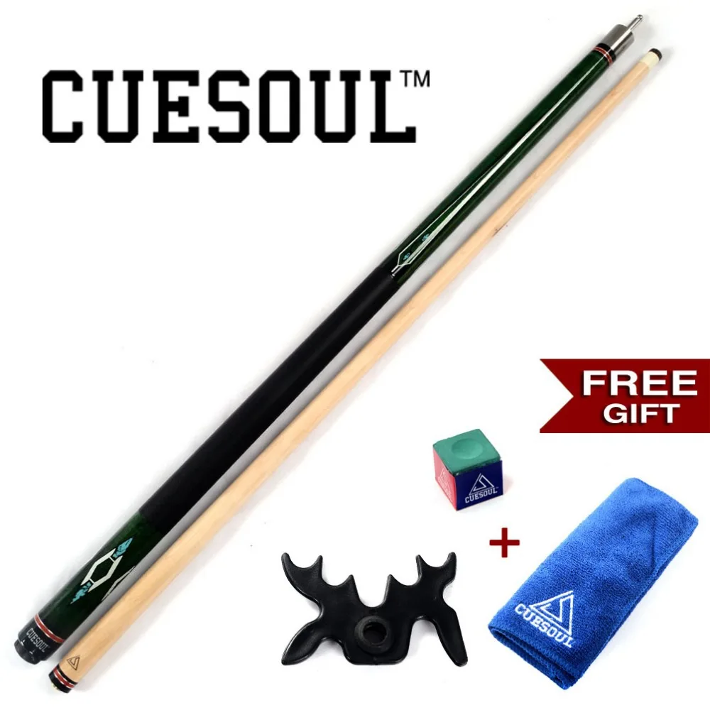 CUESOUL Billiard Cue 21oz 13mm Pool Cue with Bridge Head + Chalk+ Cue Clean Towel