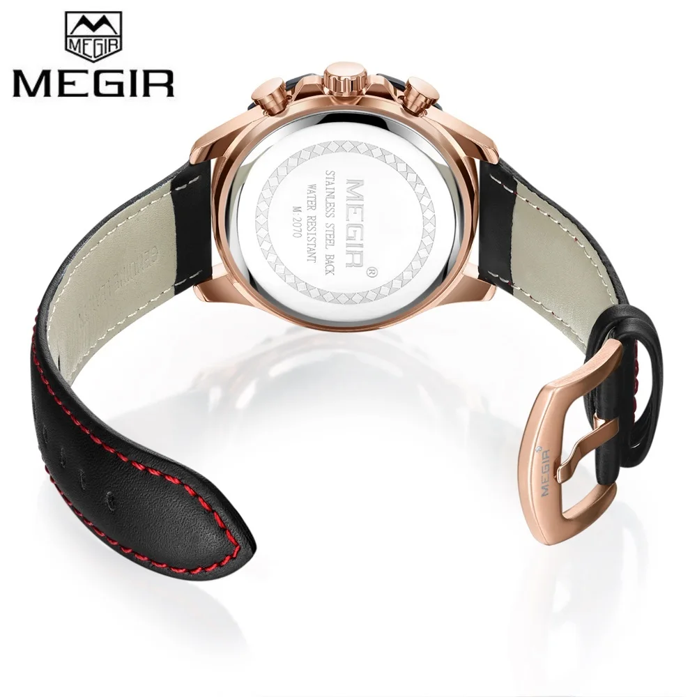 Часы MEGIR мужские повседневные кварцевые из натуральной кожи|masculino|masculinos relogiosmasculino