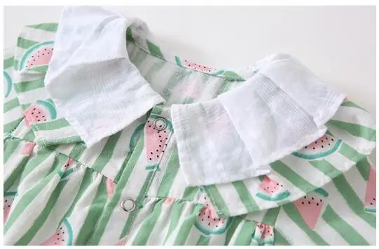 Летняя одежда для маленьких девочек 100% хлопок комбинезон с отложным воротником и