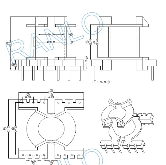 PQ2020 через отверстие высокочастотный трансформатор рамка Трансформатор бобины +
