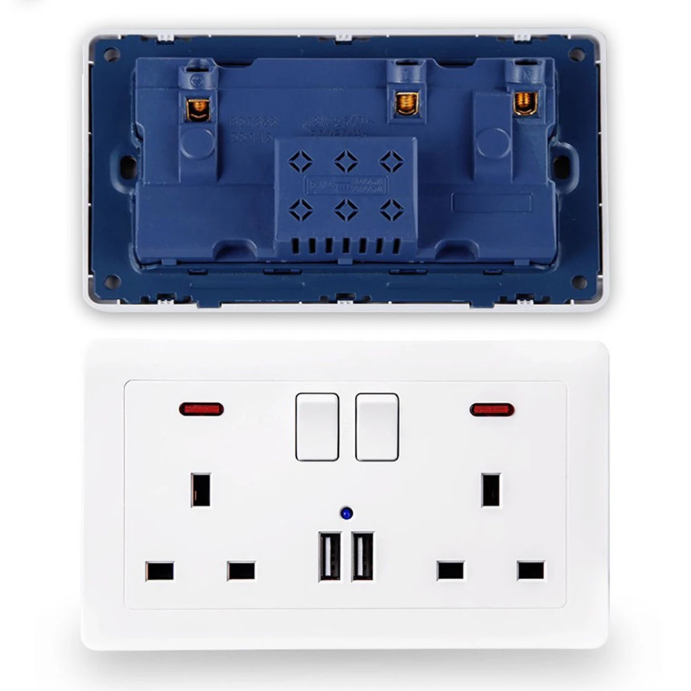 Автомобильная настенная вилка Великобритания двойная розетка 2 канала 13 а с USB