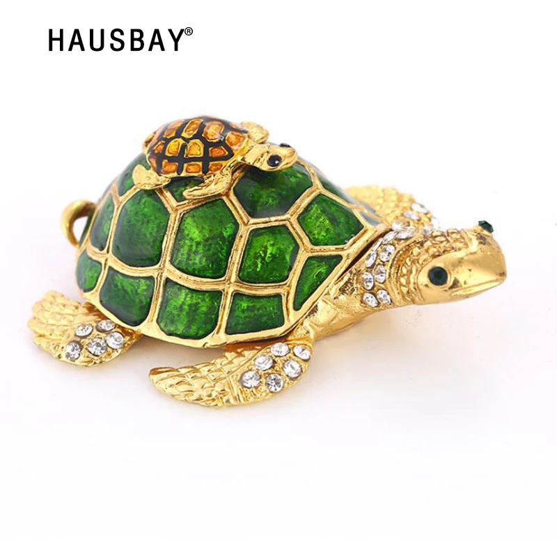 Creative Metal Turtle Crafts Home Decoration Jewelry Box Cute Lucky Gifts Sculpture Enamel Painted Ornaments 05462 | Дом и сад