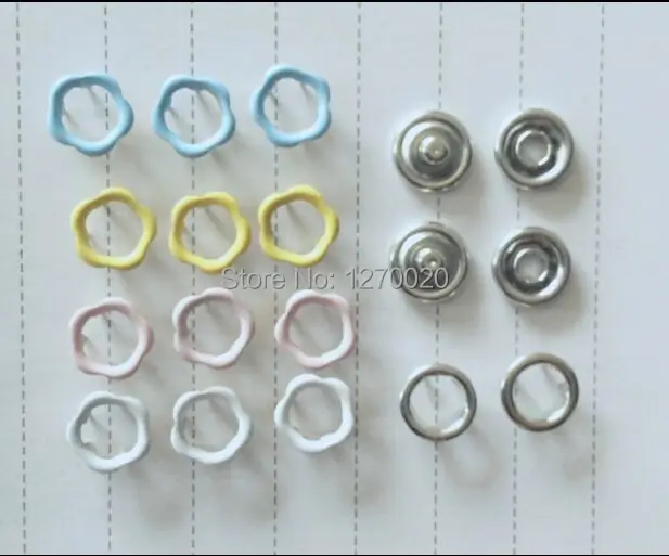

80set/lot Multicolour 9mm hollow prong snap buttons baby romper buckle snap