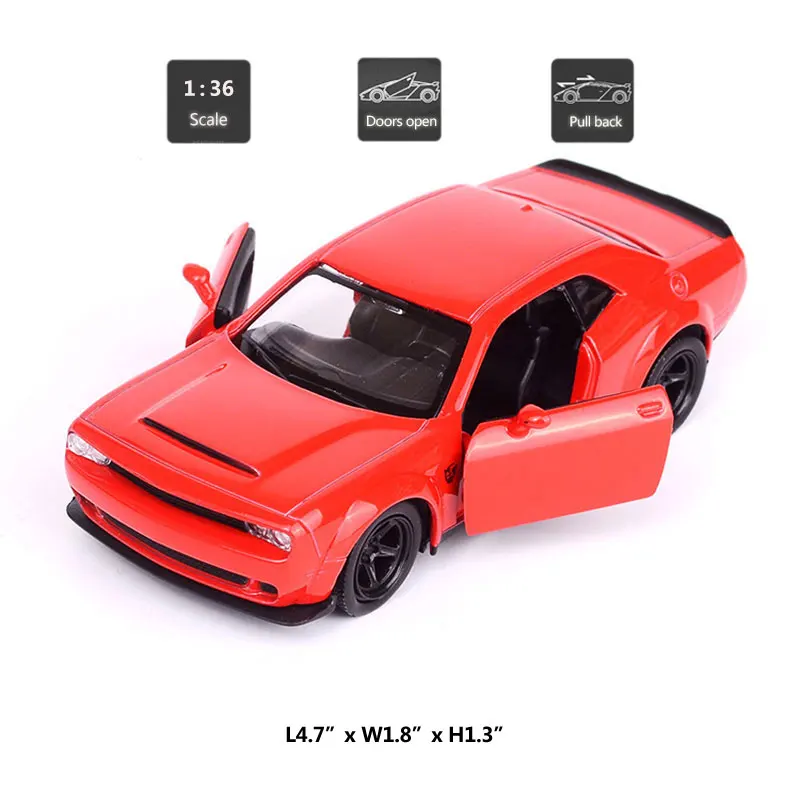 Домашний коврик имитация 1:36 Dodge Challenger SRT модель автомобиля литой диск Игрушечная