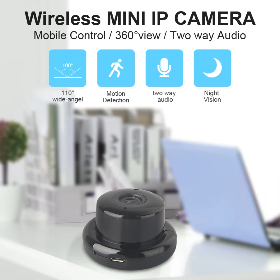 Широкий угол обзора 110 градусов HD 720 P беспроводной мини Wi Fi CCTV дома безопасности