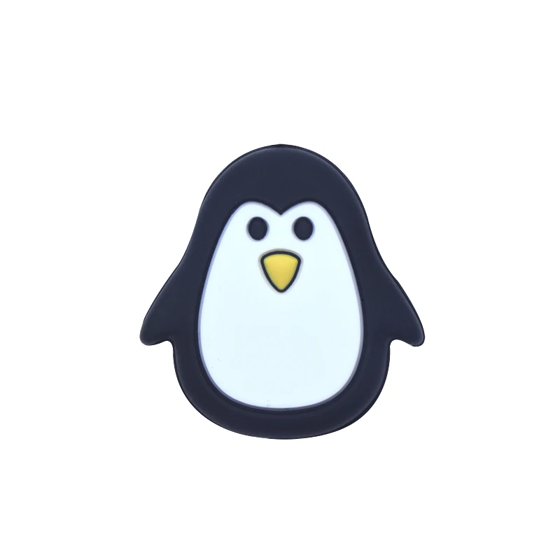 Joepada 50 Pieces Penguin Cartoon Baby Teether Making Baby Teething Pacifier Chain Accessories BPA Free Silicone Teething Beads