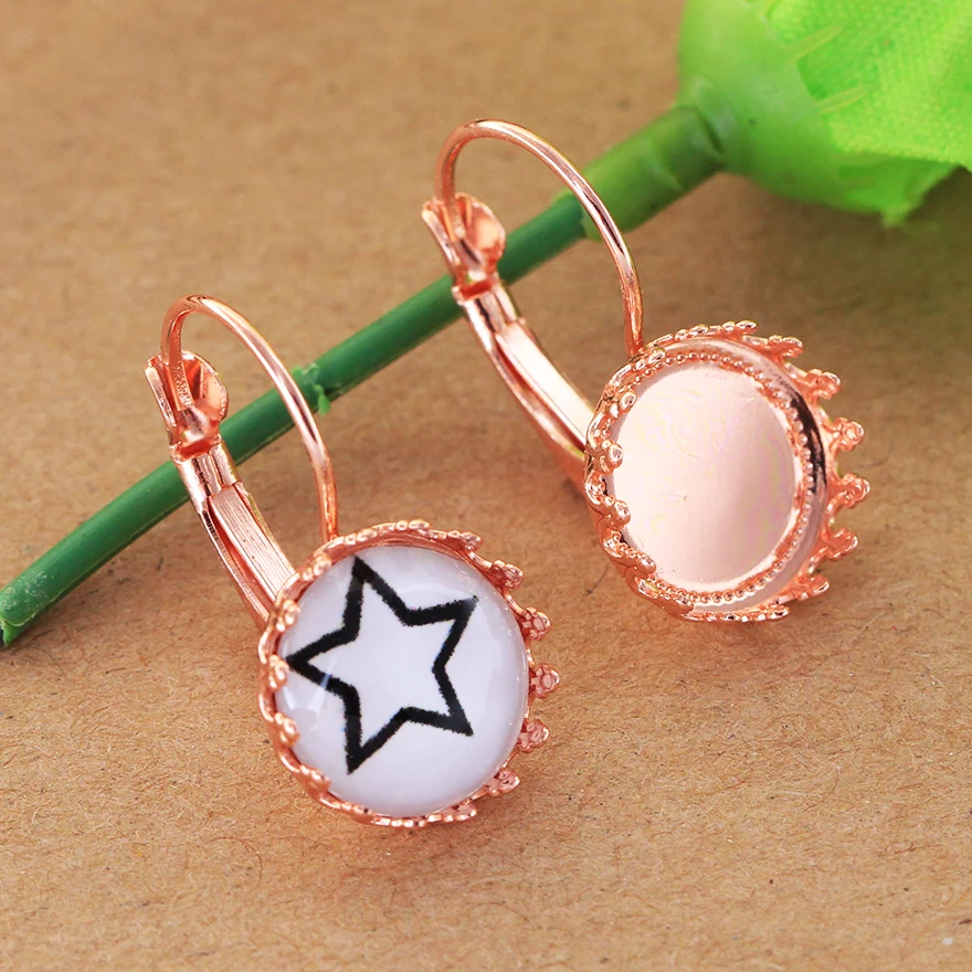 Медные серьги с короной и розовым золотом 12 мм 10 шт. | Украшения аксессуары