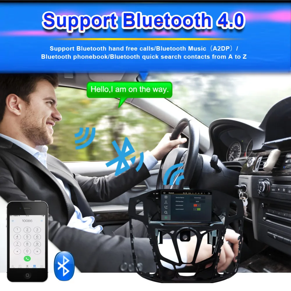 Автомагнитола Android 8.0 Octa Core 4GB RAM с Bluetooth для Ford Focus 2012 2013 2014 с DVD-плеером, Wifi, OBD, камерой в DAB+.