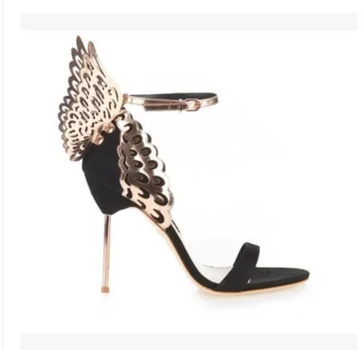 High-end Women Pinnk Butterfly Sandals Metal Stiletto Heel Metallic Cut-outs Pumps Bling Crystal Celebrity Wedding Shoes | Обувь