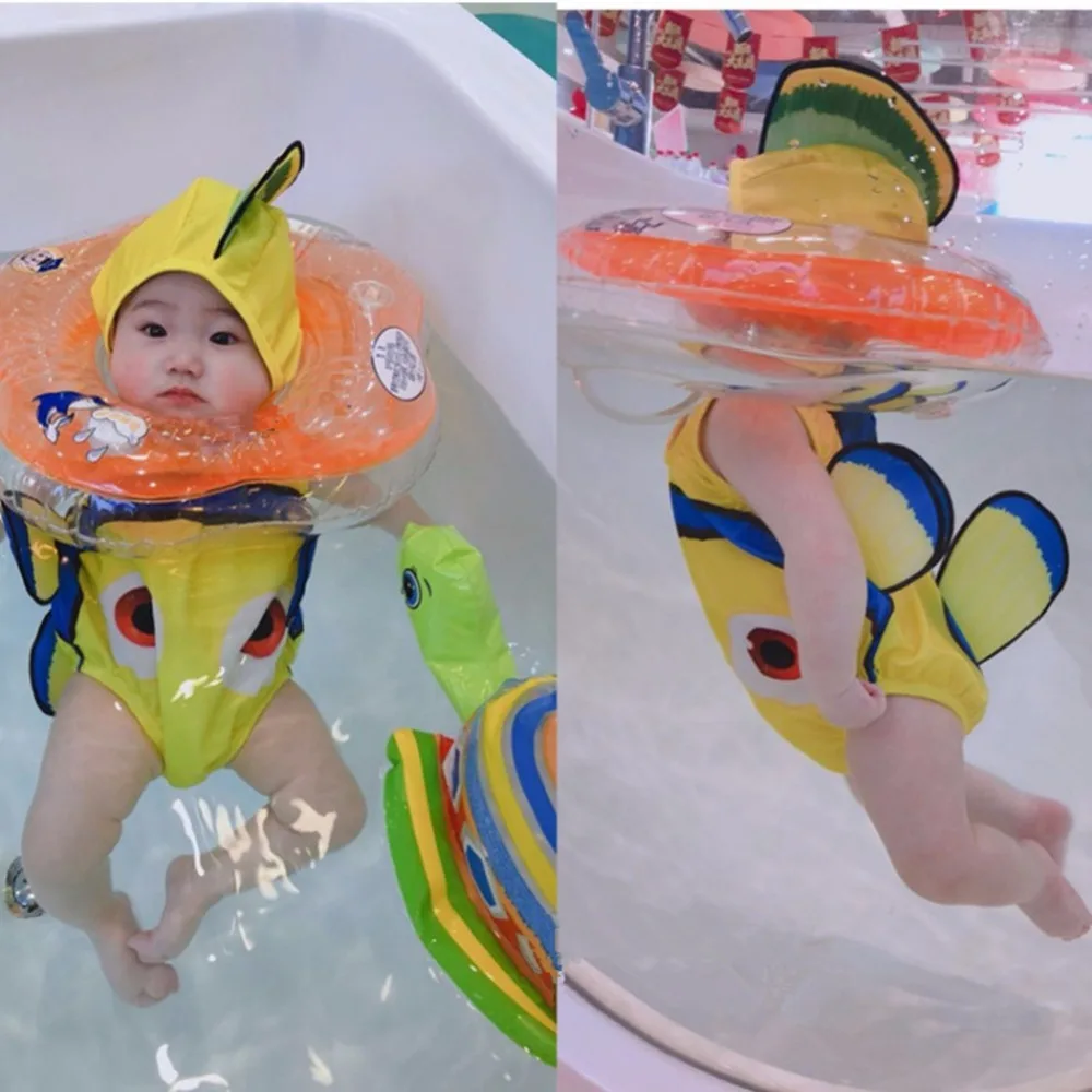 Детские Рыба Клоун Плавание одежда 2 шт. без рукава с мультяшным принтом костюм