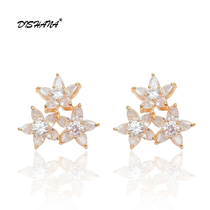 Новинка 2016 модные украшения для женщин серьги гвоздики с тремя цветами женские